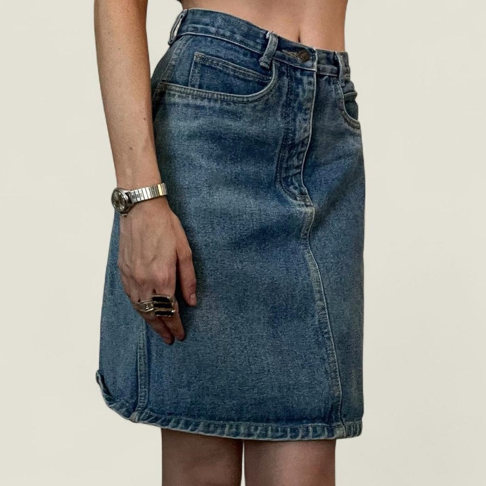 Jordache Classic Blue Denim A-Line Skirt